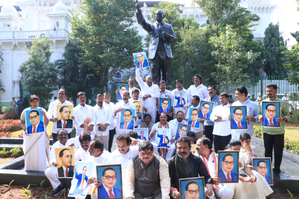 Congress legislators stage sit-in at Ambedkar statue in Telangana Assembly