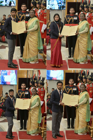 Manu, Gukesh, Harmanpreet, Praveen receive Khel Ratna as President Murmu honours sports icons at Rashtrapati Bhavan