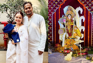 Devoleena Bhattacharjee celebrates first Saraswati puja with little ‘Joy’