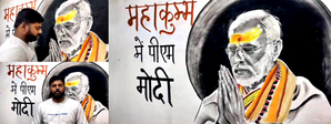 Amroha artist creates coal portrait themed on PM Modi’s visit to Maha Kumbh