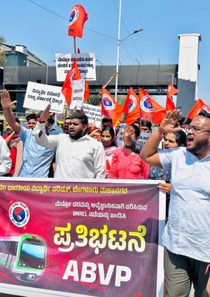 Sixteen ABVP workers booked for protesting against Metro fare hike in Karnataka