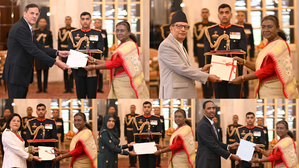 Ambassadors and HCs of Cambodia, Maldives, Somalia, Cuba and Nepal present credentials to President Murmu