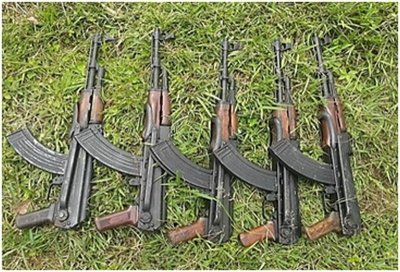 6 SLRs, 3 AK rifles, ammunition looted from Manipur Rifles post in Thoubal