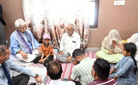 J&K LG visits homes of 4 policemen martyred in Kathua anti-terrorist op