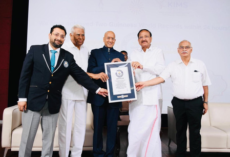 Former V-P Venkaiah Naidu congratulates Surgeon Raghu Ram for Guinness Record