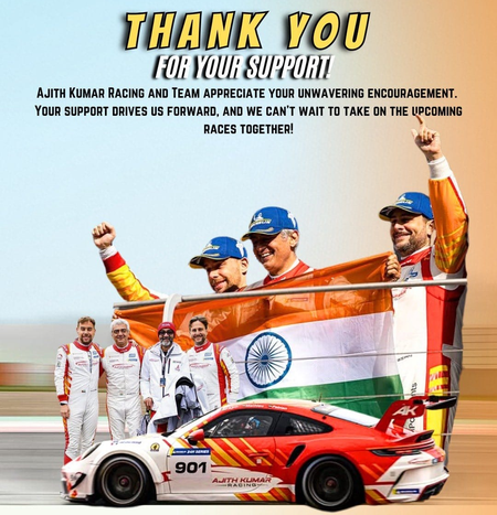 Grateful for your unwavering encouragement, says actor Ajith Kumar’s racing team