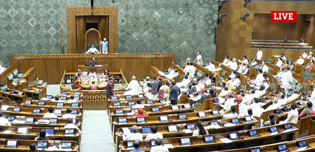 Uproar in Lok Sabha as SP leads Oppn protest over Waqf Bill