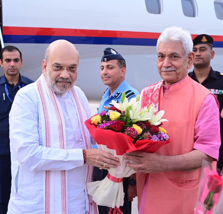 HM Amit Shah arrives on three-day J&K visit (Lead)