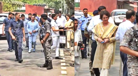 Robert Vadra reaches ED office for 2nd round of questioning, Priyanka Gandhi accompanies him