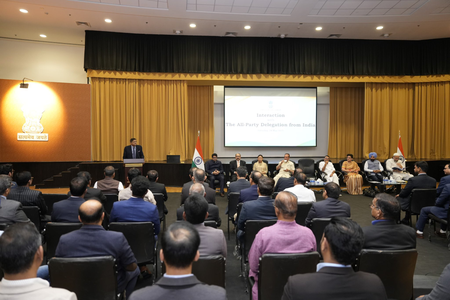 <div>Baijayant Panda-led delegation interacts with diaspora in Bahrain, highlights India’s ‘unified and unwavering’ stand against terrorism</div>