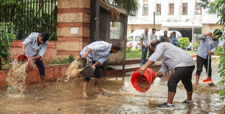 Heavy rain disrupts life in Delhi; flights affected, IMD issues red alert