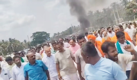 Farmers, BJP protest against Karnataka govt over Hemavathi Link Canal project