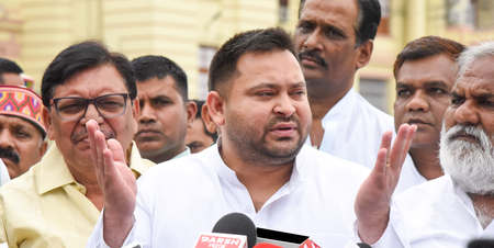 <div>Narrow escape for Tejashwi as truck rams into RJD leader’s convoy; three security personnel injured</div>