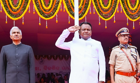 Odisha CM marks 79th I-Day with flag hoisting in Bhubaneswar