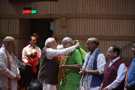 CP Radhakrishnan felicitated at NDA parliamentary party meet, PM Modi appeals for unanimous election