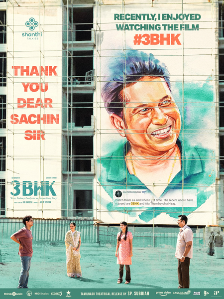 Overwhelmed you enjoyed our film, says unit of Tamil film 3BHK to cricketer Sachin Tendulkar