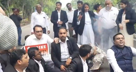 <div>Delhi lawyers protest against L-G’s virtual police deposition order</div>