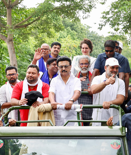 As TN CM Stalin joins LoP Gandhi’s ‘Voter Adhikar Yatra’, BJP rakes up DMK’s mockery of Biharis 
