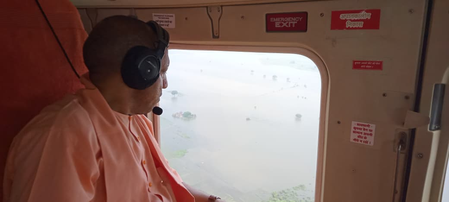 CM Yogi conducts aerial survey of flood-hit areas in UP, issues relief guidelines