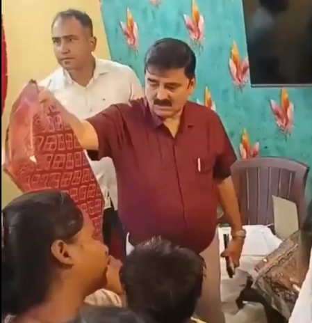 Video shows cop distributing sarees gifted by CM; Suvendu Adhikari says Mamata Police