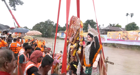 With heavy hearts, devotees bid farewell to Goddess Durga across Northeast