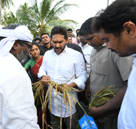 Jagan visits cyclone-hit areas, demands crop insurance for all farmers
