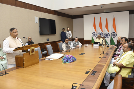 VP Radhakrishnan administers oath to 2 Rajya Sabha members