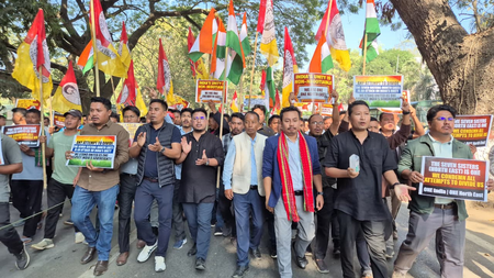 <div>BJP’s ally Tipra Motha Party protests in Agartala against Bangladesh leaders’ remarks on Northeast India</div>