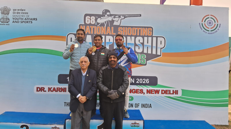 <div>National Shooting C’ships: Mohd. Asab, Anushka Singh Bhati crowned double trap champions</div>