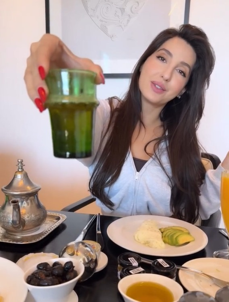 <div>Nora Fatehi teaches the traditional ‘Moroccan’ style of pouring tea</div>