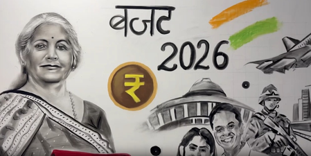 Giant 6-ft artwork of Nirmala Sitharaman created by UP artist for budget day