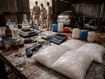 Drug factory busted in Rajasthan farm hut; MD valued at Rs 1.60cr seized