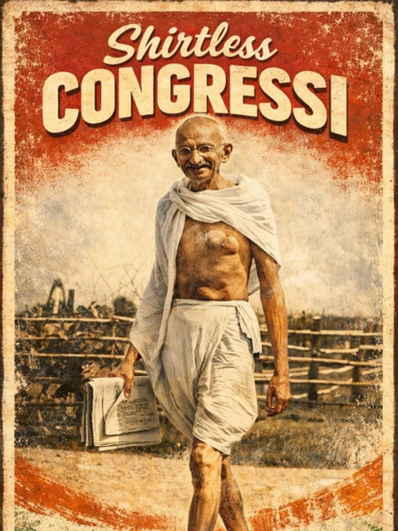<div>Youth Cong shares ‘Shirtless Congressi’ post featuring Mahatma Gandhi, seeks to justify AI Summit protest</div>
