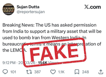 Govt debunks claims of US seeking Delhi’s nod to use Indian territory for Iran strikes