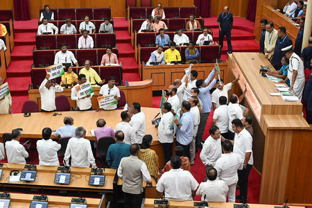 After chaos in Odisha Assembly, Opposition hits the streets over SCB Hospital fire
