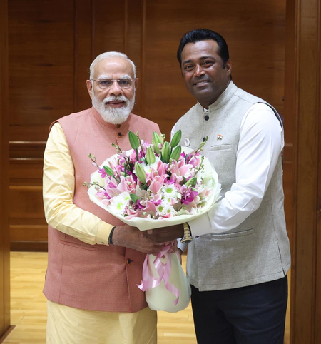 ‘Honoured to be part of your team: Leander Paes meets PM, Modi after joining BJP