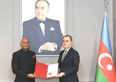 Envoy-designate Abhay Kumar meets Azerbaijan FM, presents letter of credence