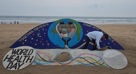 World Health Day: Striking sand sculpture at Puri Beach salutes frontline workers