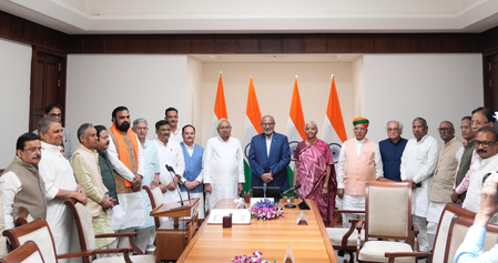 Nitish Kumar takes oath as Rajya Sabha member