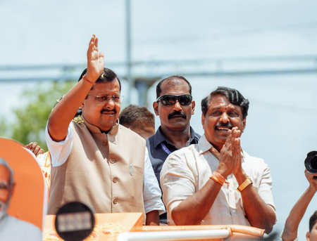 Nitin Nabin campaigns for TN BJP chief Nainar Nagenthran in Sattur