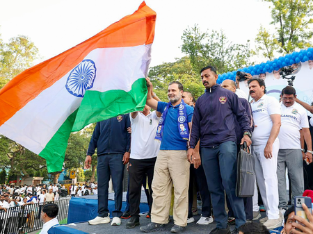 Rahul Gandhi flags off ‘Run for Ambedkar, Run for Constitution’, vows to protect statute