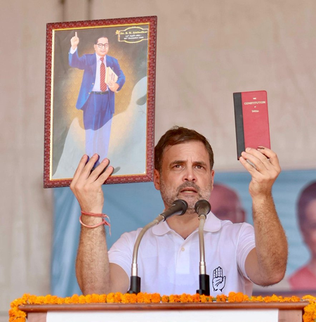 ‘Will fight till my last breath to protect Babasaheb’s ideals’: Rahul Gandhi
