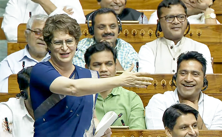 Priyanka Gandhi opposes three bills proposed by Centre, takes ‘Chanakya’ swipe at Home Minister​