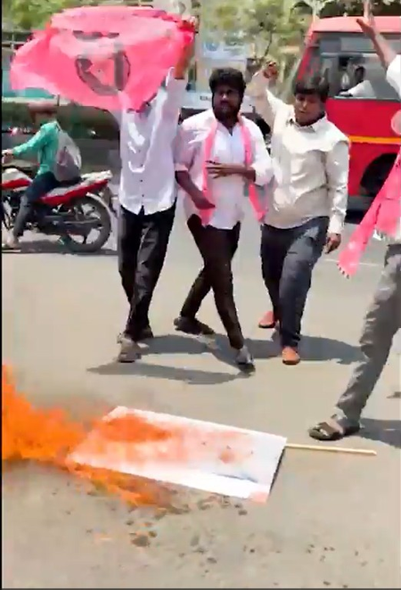 BRS student wing stages protest at BJP office over MP Surya’s remarks