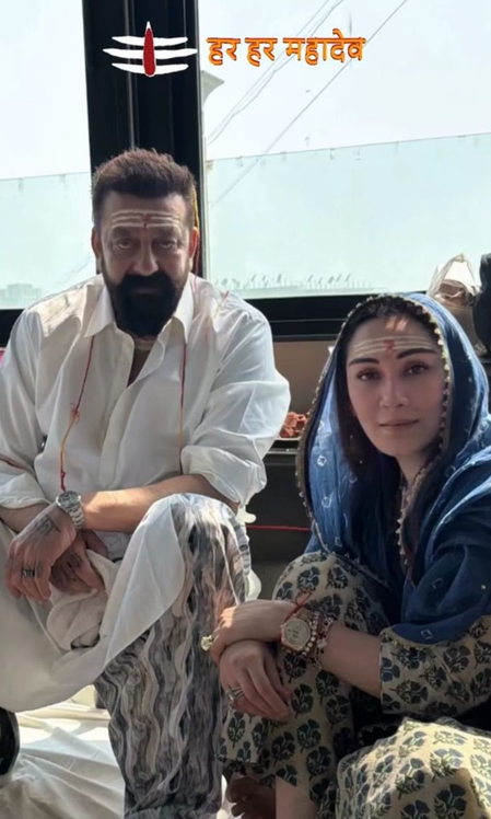 Sanjay Dutt, wife Maanayata soak in divine energy with ‘Har Har Mahadev’