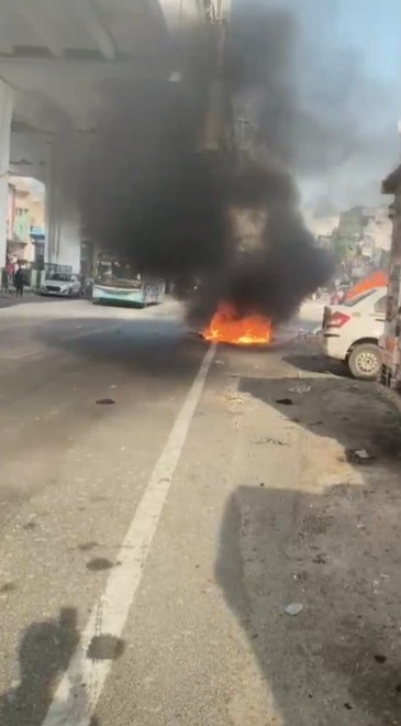 Car catches fire near Bhajanpura metro station in Delhi; driver escapes unhurt