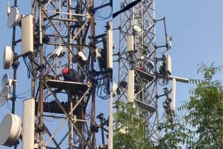 High-voltage drama in Jharkhand: Youth climbs 200-foot tower to press for marriage with girlfriend