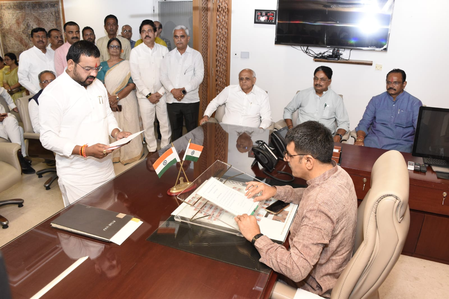 Harshad Parmar takes oath as MLA after BJP retains Umreth seat in Gujarat bypoll