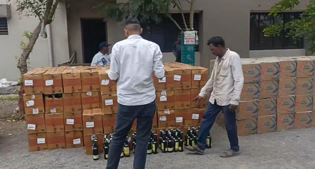 Gujarat: Liquor worth over Rs 63 lakh seized from truck on Rajkot-Bhavnagar Highway
