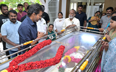 TN Chief Minister Vijay pays homage to legendary Tamil film director Bharathiraja